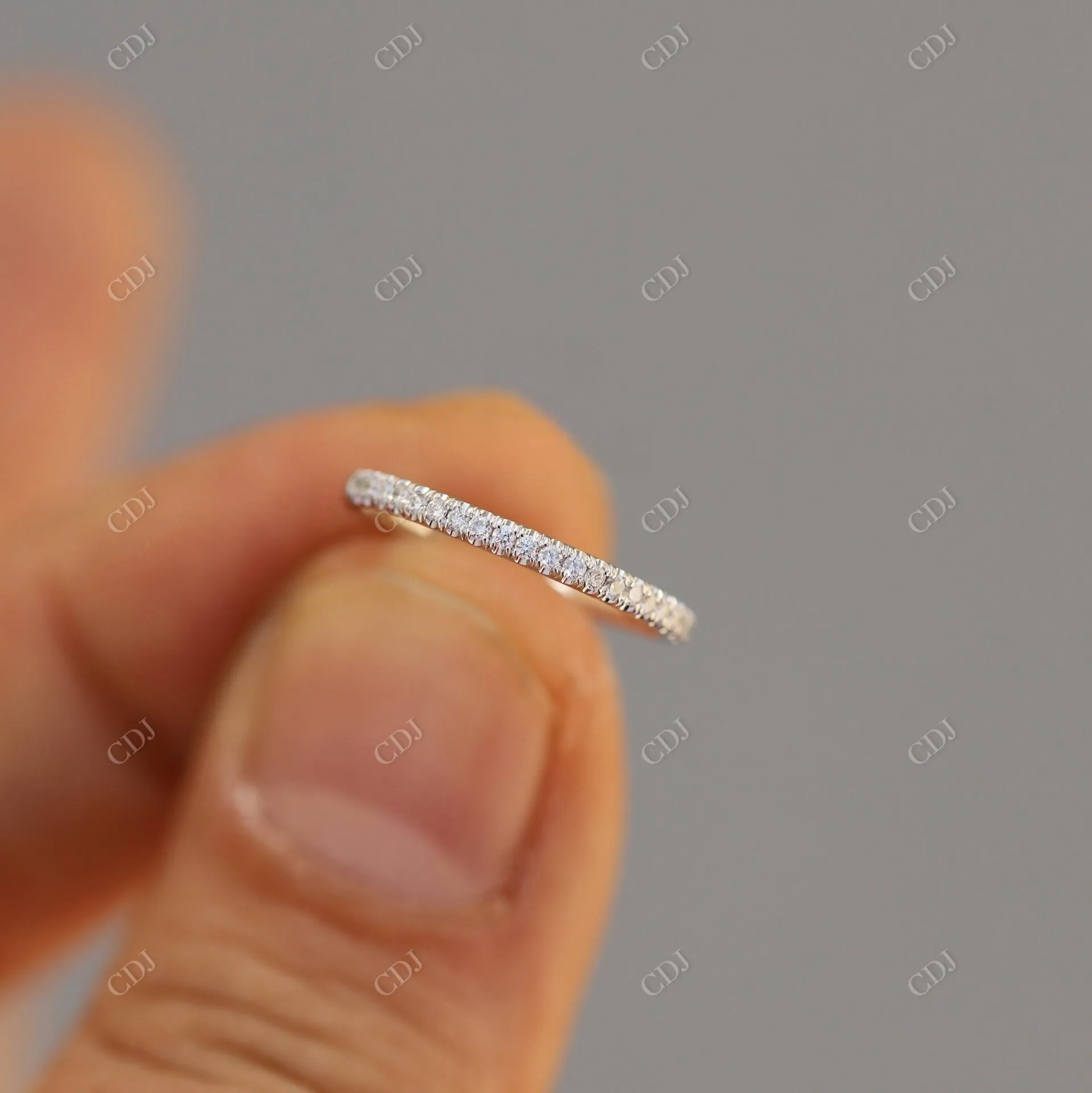 0.15CTW White Gold CVD Diamond Wedding Band