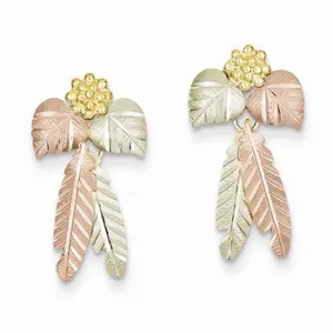 10k Yellow Gold Black Hills Gold Dangling Leaf Earrings