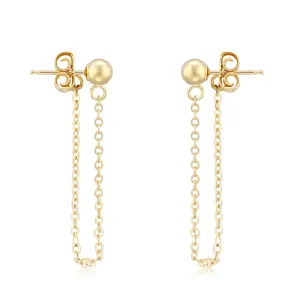 14k Ball with Chain Earrings