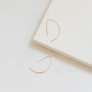 14K Gold Threaded Wishbone Earrings (Gold)