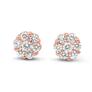 14k Rose Gold Diamond Cluster Earrings 1.95ctw