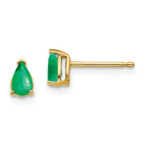 14KT GOLD 0.40 CTW PEAR SHAPE EMERALD EARRINGS