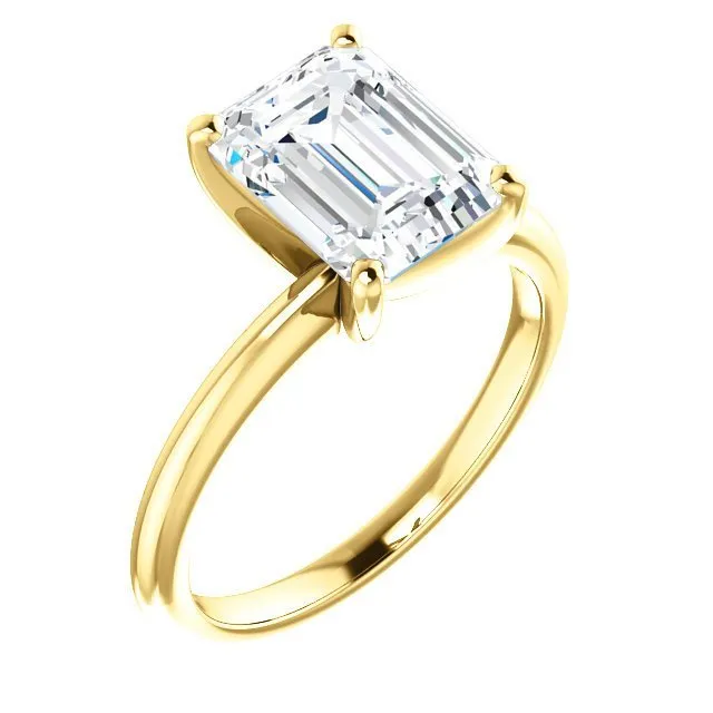 14KT GOLD 2.00 CT EMERALD DIAMOND SOLITAIRE RING