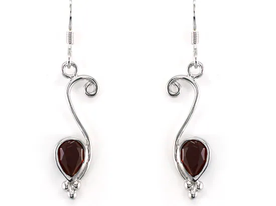 1.5 Carat Genuine Dark Red Garnet 925 Sterling Silver Dangle Fine Earrings XFE8007