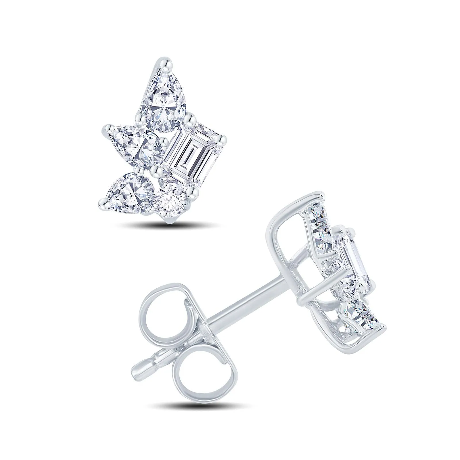 18ct White Gold 0.72ct Diamond Cluster Stud Earrings