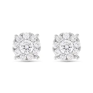 18k 0.20ct carat Cluster Diamond Stud Earrings