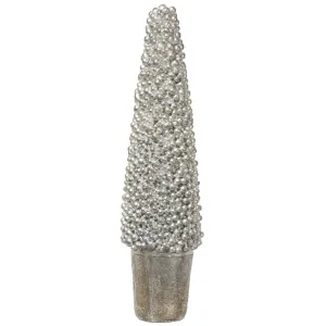 19" Silver Berry Cone Topiary in Silver Pot