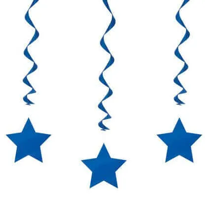 26" Royal Blue Star Hanging Swirls (3ct)