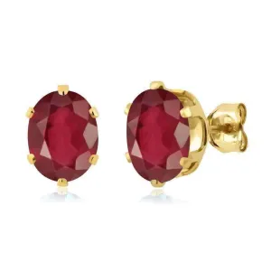 3CTW Natural African Red Ruby IOBI Precious Gems Stud Earrings