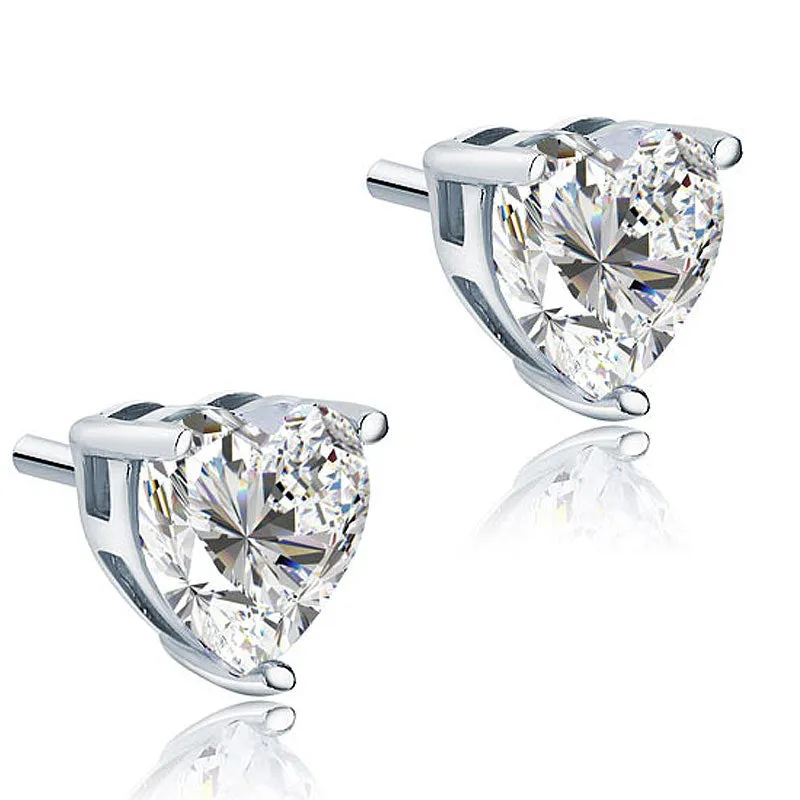 4 Carat Heart Cut Created Diamond Stud 925 Sterling Silver Earrings XFE8084