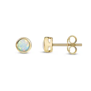 9ct Yellow Gold Rub Over Opal 4mm Stud Earrings