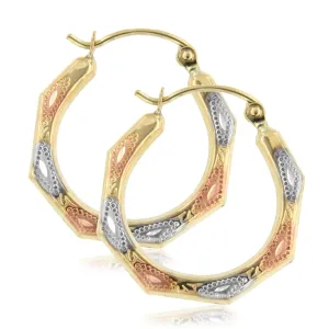 9ct Yellow Gold Silver Filled 18mm Creole Plain Hoop Earrings