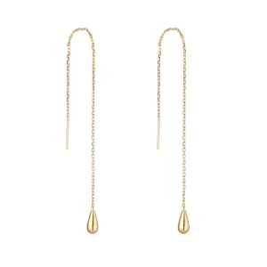 9kt Gold Teardrop Threader Earrings