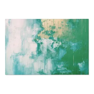 Abstract Boho Area Rug | Modern Emerald Green, Blush Pink, Muted Gold