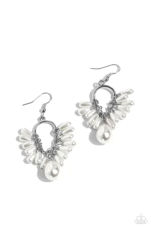 Ahoy There! - White - Teardrop Pearl Paparazzi Fishhook Earrings