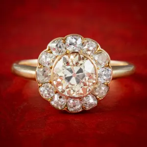 Antique Victorian Fancy Diamond Daisy Cluster Ring 2.7ct Total