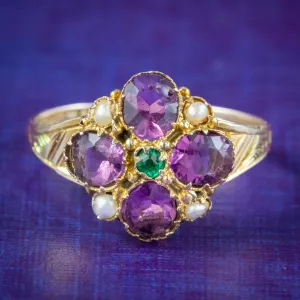 Antique Victorian Suffragette Cluster Ring Dated 1900