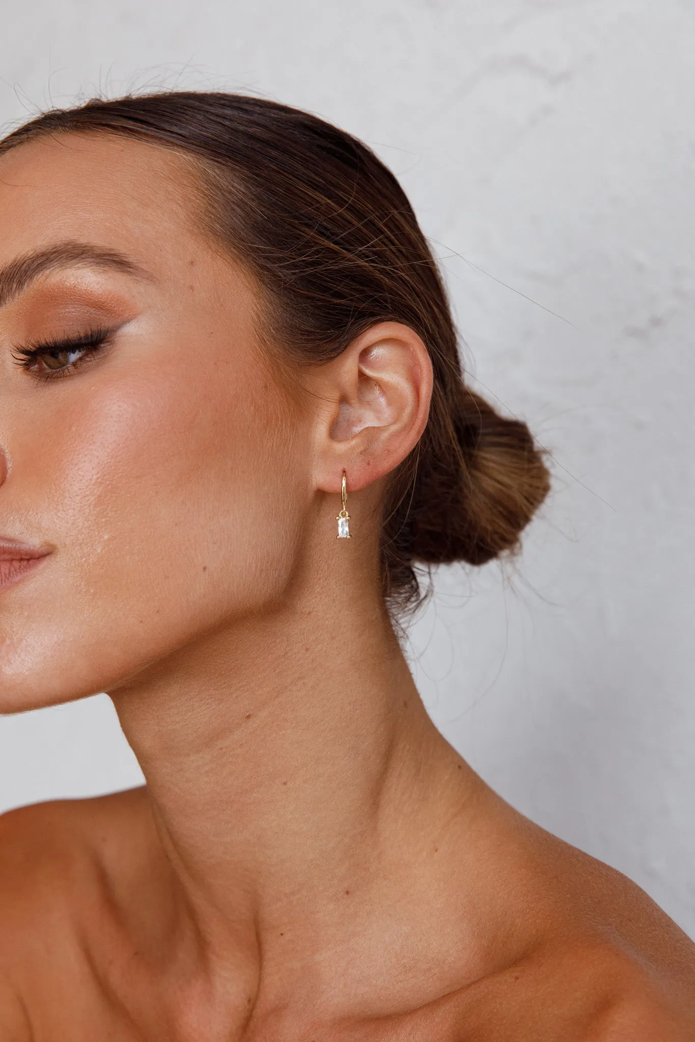 April Diamante Drop Hoop Earrings Clear