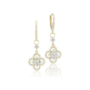 Barmakian Diamond Clover Cluster Drop Earrings