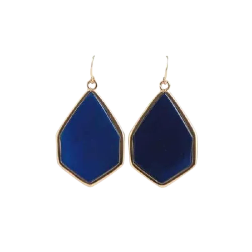 Barse Hexagonal Statement Earring-Blue Agate