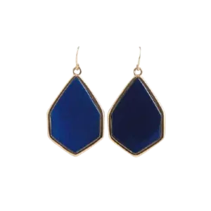 Barse Hexagonal Statement Earring-Blue Agate