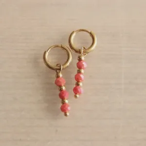 Bazou Earrings Coral Facet Drops