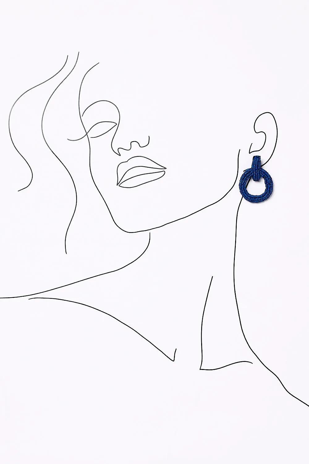 Beaded Circle Earrings in Cobalt