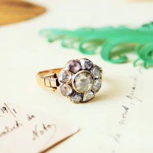 Beauteous Antique Rose Cut Diamond Cluster Ring