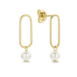 Belleville Luna 14 karat gold ear studs with freshwater pearl