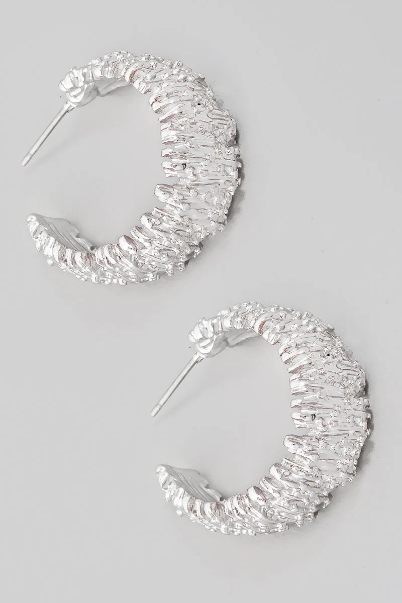 Bingo - A Pair of Ornate Hoop Earrings - Choose Color