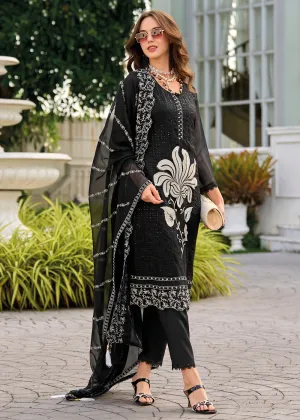 Black Heavy Organza GPU Lace Work Pant Style Salwar Suit