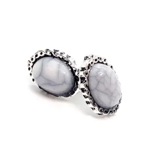 Bohemia Marble Oval Framed Stud Earrings