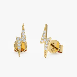 **Stunning Diamond Lightning Bolt Stud Earrings, Electra**
