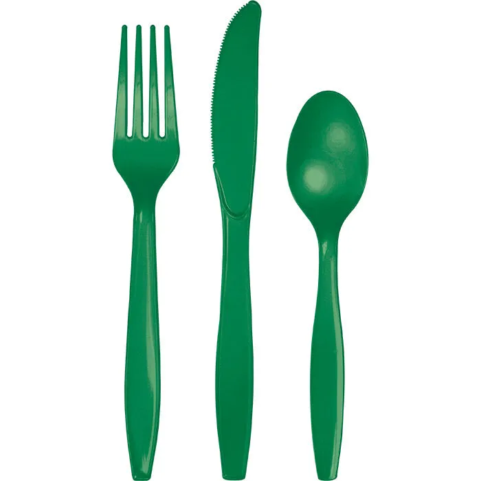 Bulk Emerald Green Assorted Plastic Cutlery (288 per Case)