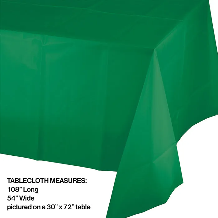 Bulk Emerald Green Plastic Table Covers 54 inch x 108 inch (12 per Case)