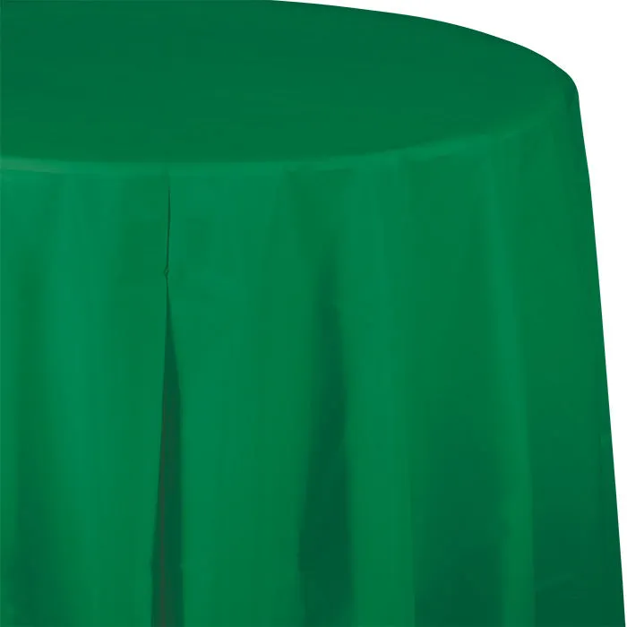 Bulk Emerald Green Round Plastic 82 inch Table Covers (12 per Case)