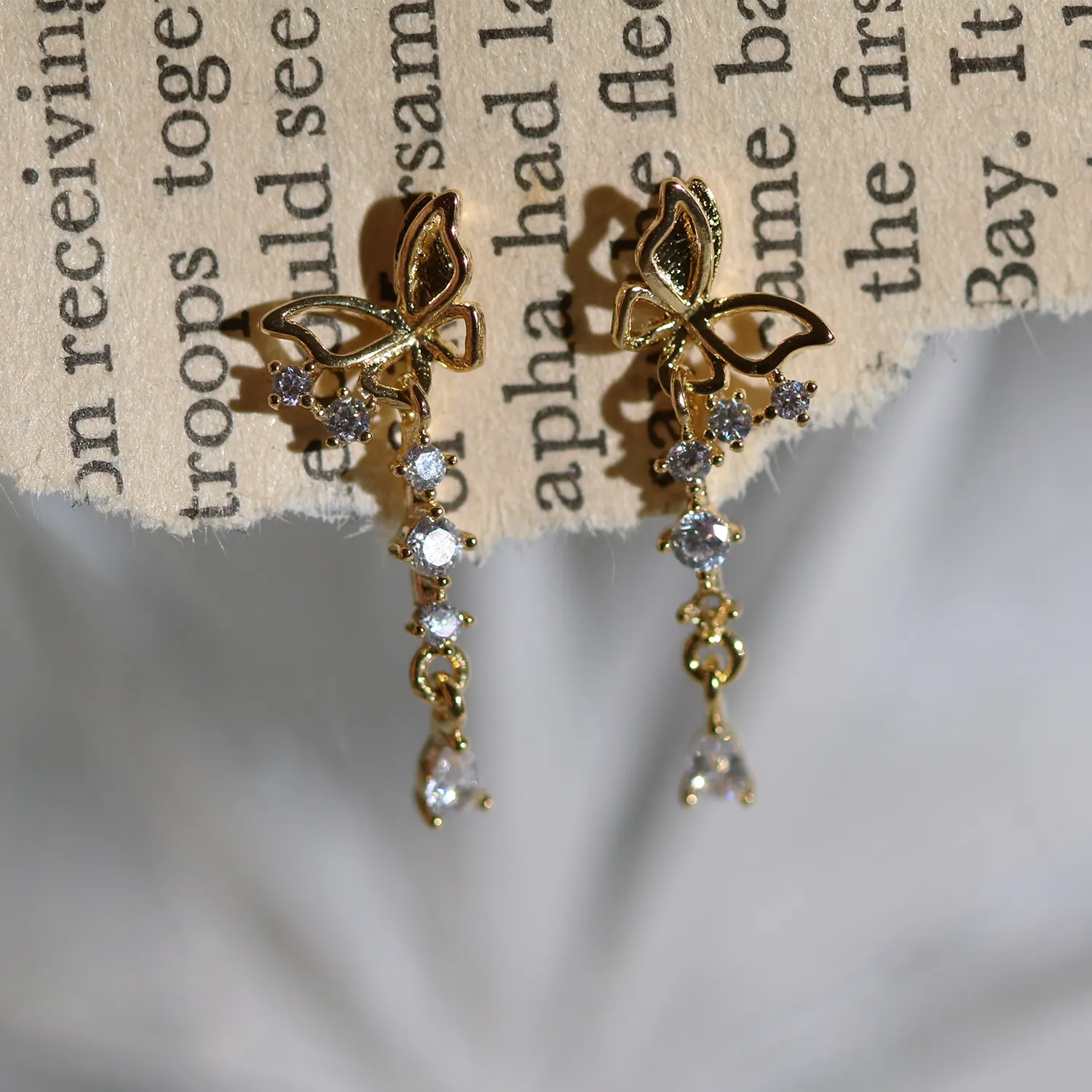 Butterfly drop earrings