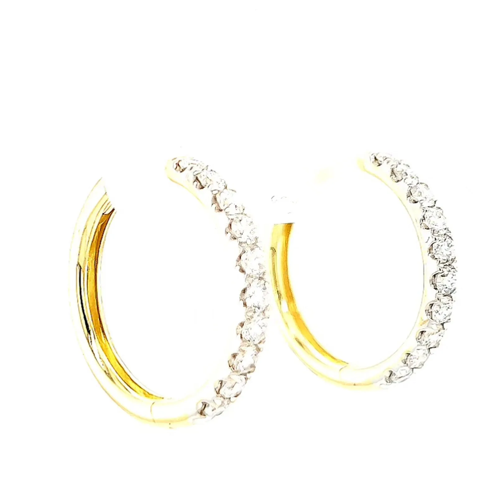 Celebration 9ct Two Tone Gold Round Brilliant Cut 1/2 CARAT tw of Lab Grown Diamonds Huggie Earrings