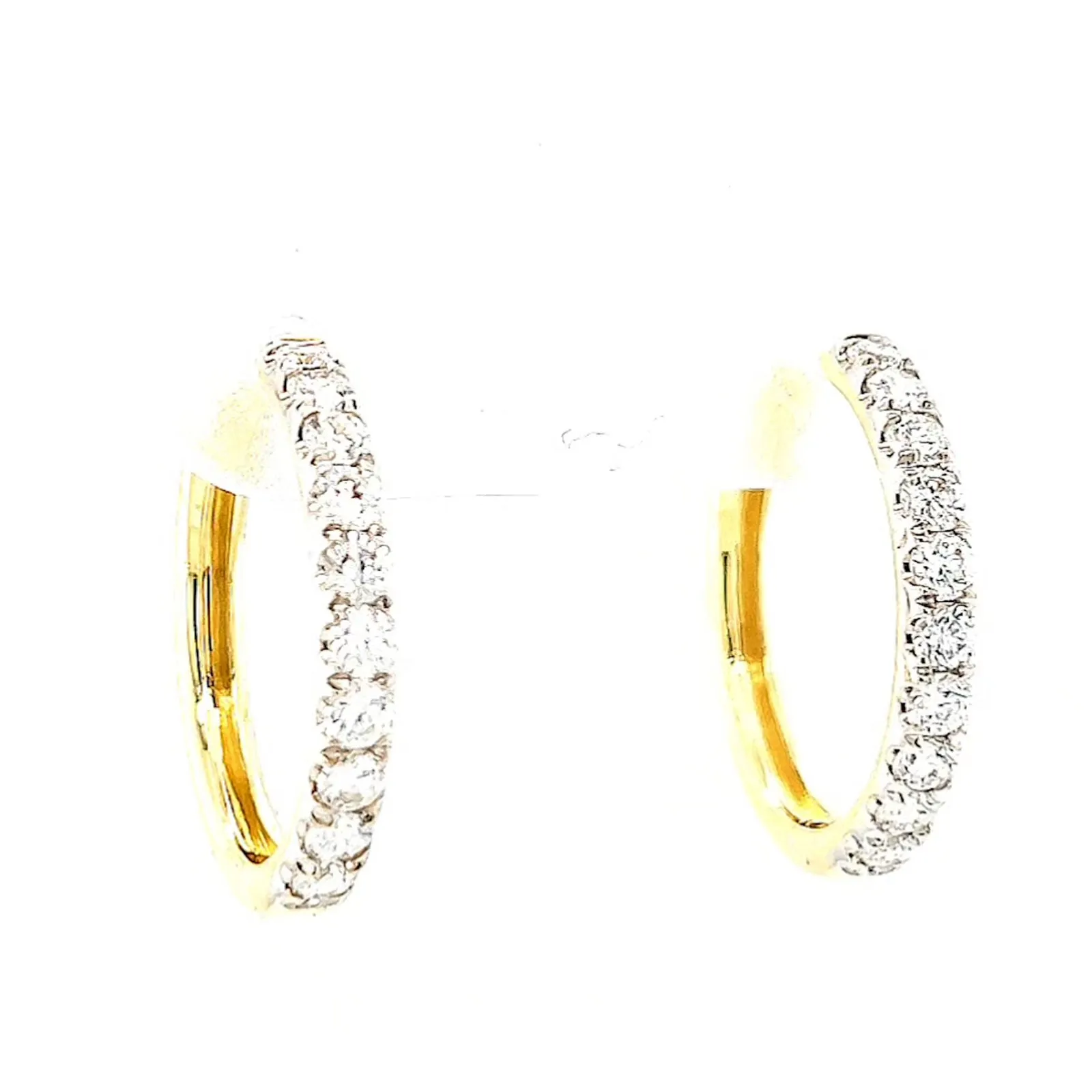 Celebration 9ct Two Tone Gold Round Brilliant Cut 1/2 CARAT tw of Lab Grown Diamonds Huggie Earrings