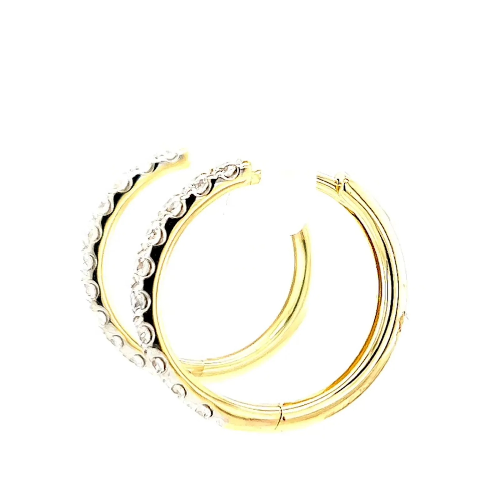 Celebration 9ct Two Tone Gold Round Brilliant Cut 1/2 CARAT tw of Lab Grown Diamonds Huggie Earrings