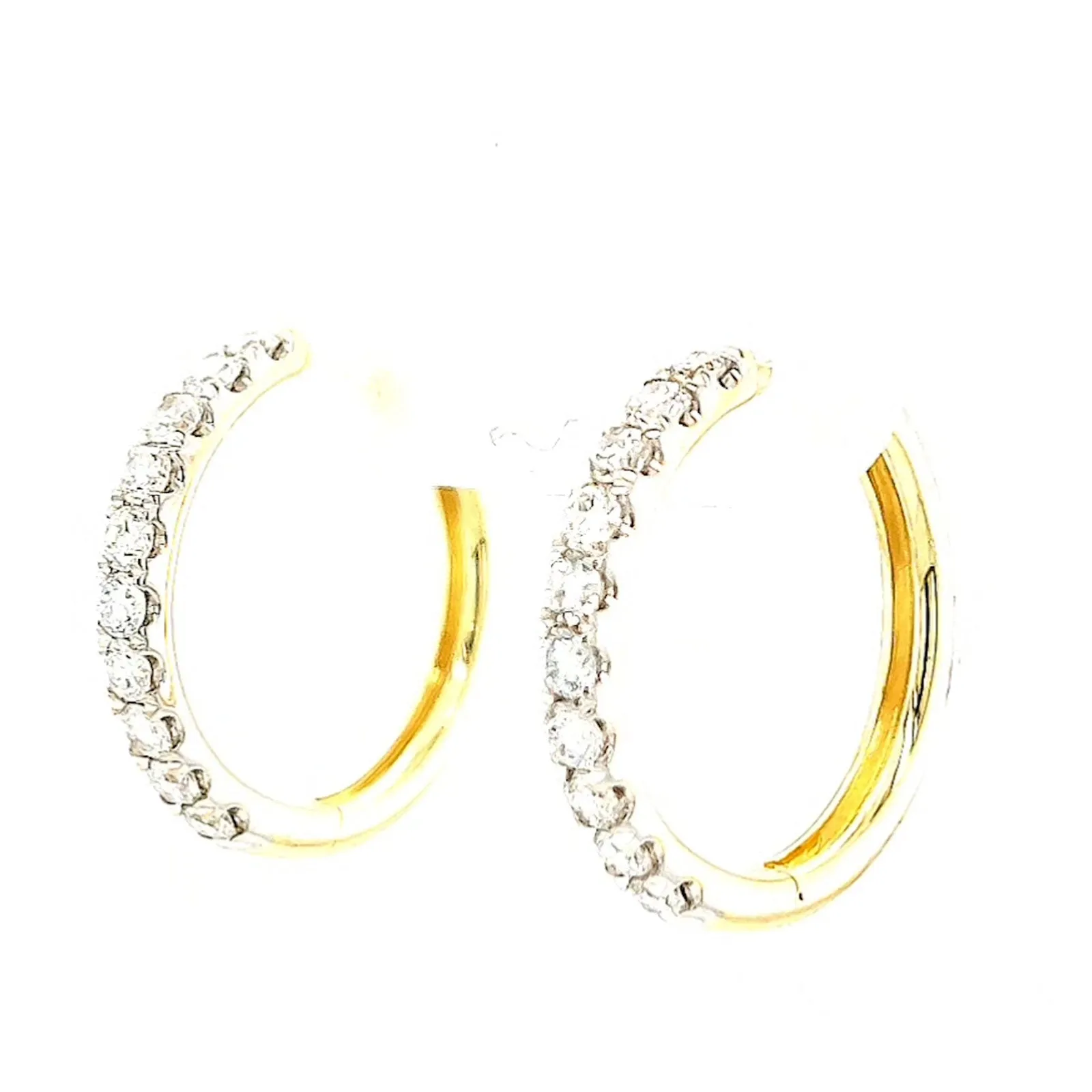 Celebration 9ct Two Tone Gold Round Brilliant Cut 1/2 CARAT tw of Lab Grown Diamonds Huggie Earrings