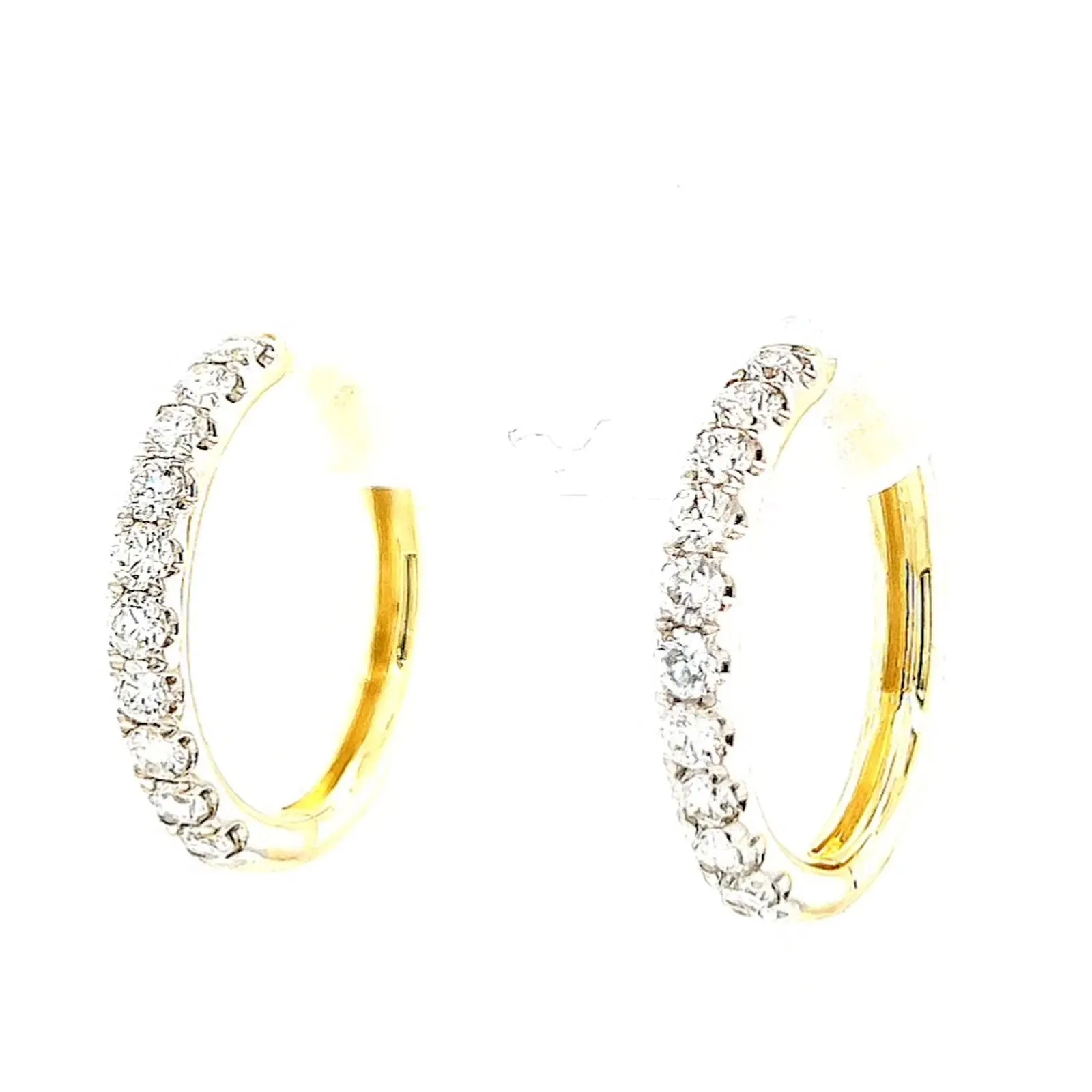 Celebration 9ct Two Tone Gold Round Brilliant Cut 1/2 CARAT tw of Lab Grown Diamonds Huggie Earrings