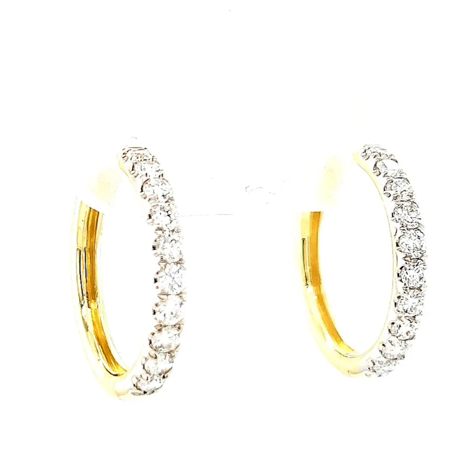 Celebration 9ct Two Tone Gold Round Brilliant Cut 1/2 CARAT tw of Lab Grown Diamonds Huggie Earrings