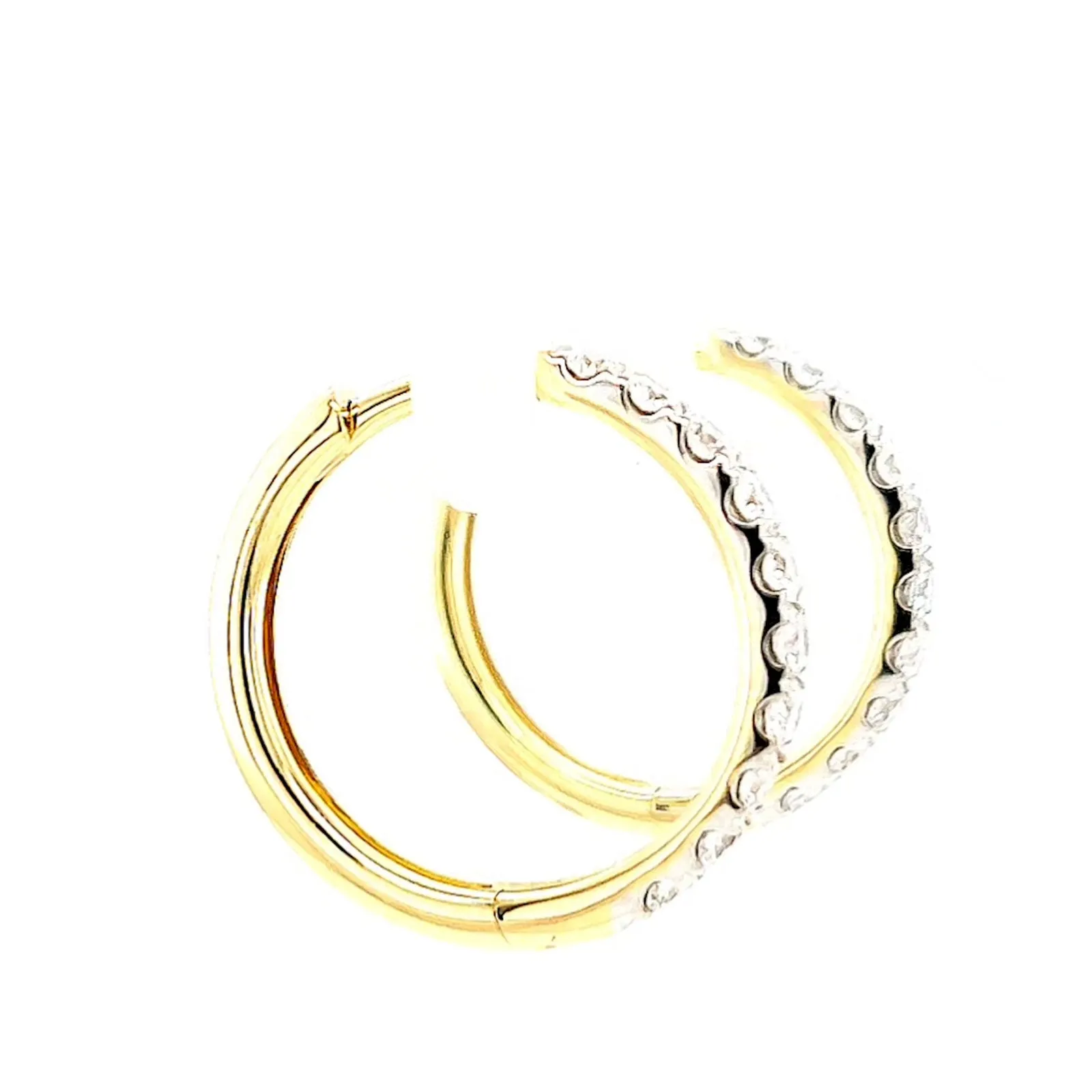 Celebration 9ct Two Tone Gold Round Brilliant Cut 1/2 CARAT tw of Lab Grown Diamonds Huggie Earrings