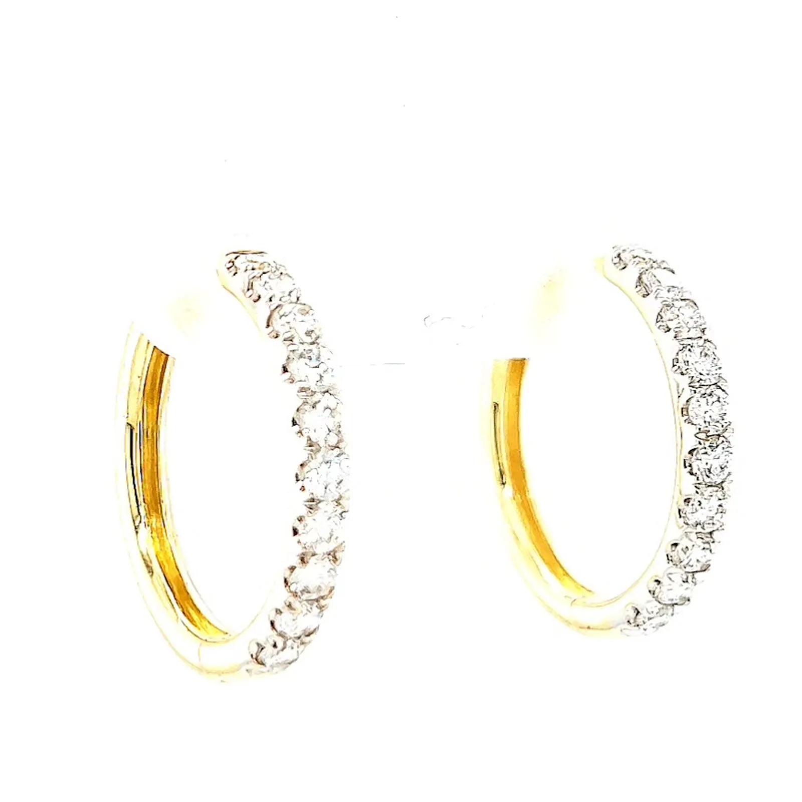 Celebration 9ct Two Tone Gold Round Brilliant Cut 1/2 CARAT tw of Lab Grown Diamonds Huggie Earrings