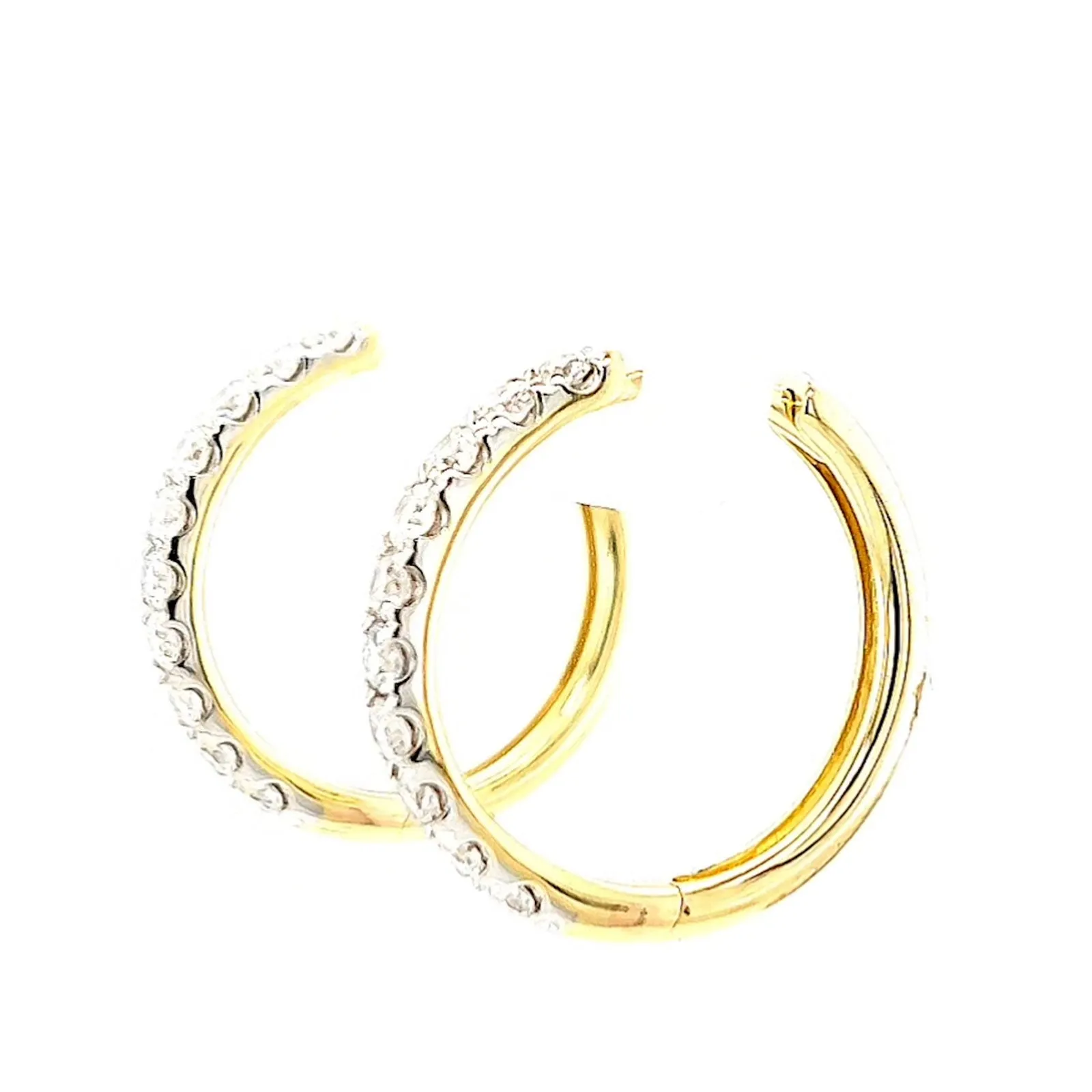 Celebration 9ct Two Tone Gold Round Brilliant Cut 1/2 CARAT tw of Lab Grown Diamonds Huggie Earrings