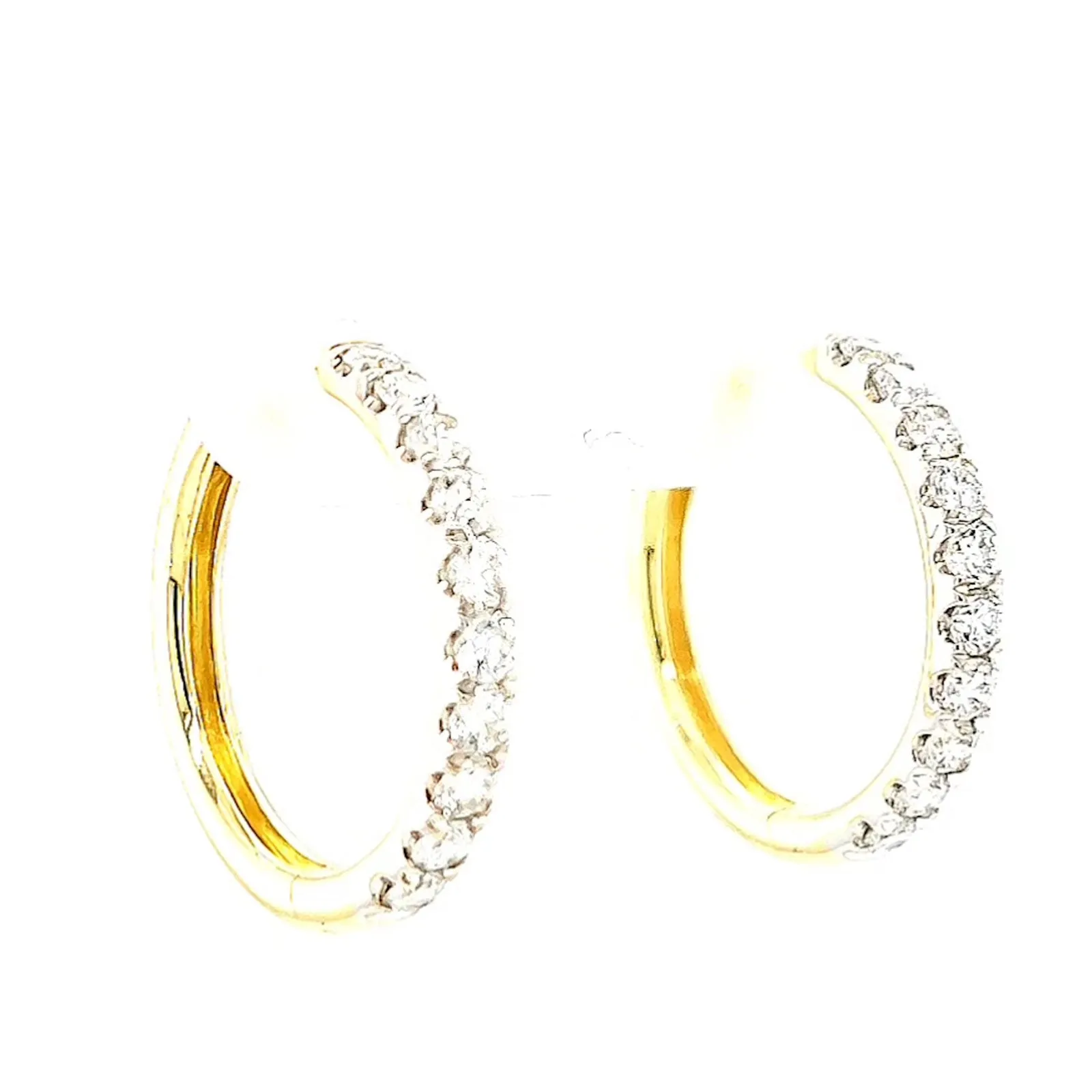 Celebration 9ct Two Tone Gold Round Brilliant Cut 1/2 CARAT tw of Lab Grown Diamonds Huggie Earrings