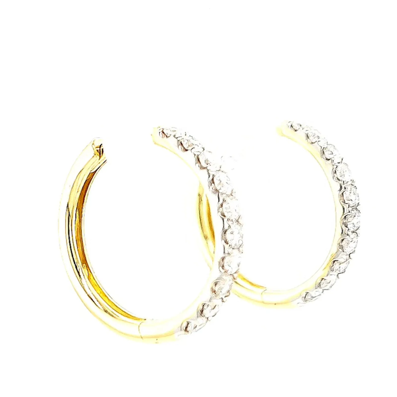 Celebration 9ct Two Tone Gold Round Brilliant Cut 1/2 CARAT tw of Lab Grown Diamonds Huggie Earrings