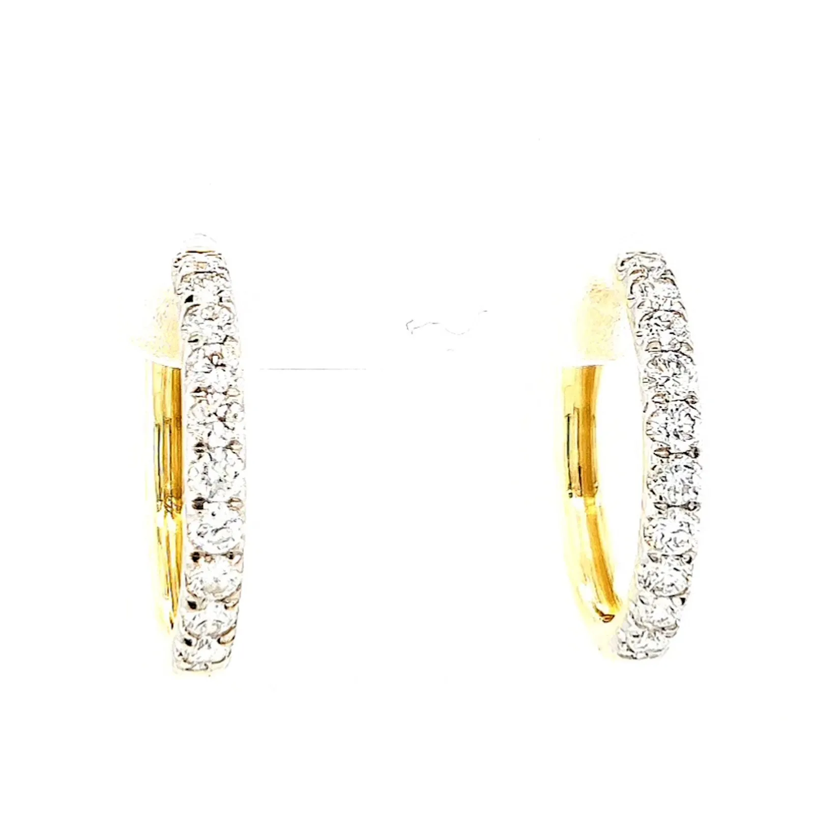 Celebration 9ct Two Tone Gold Round Brilliant Cut 1/2 CARAT tw of Lab Grown Diamonds Huggie Earrings