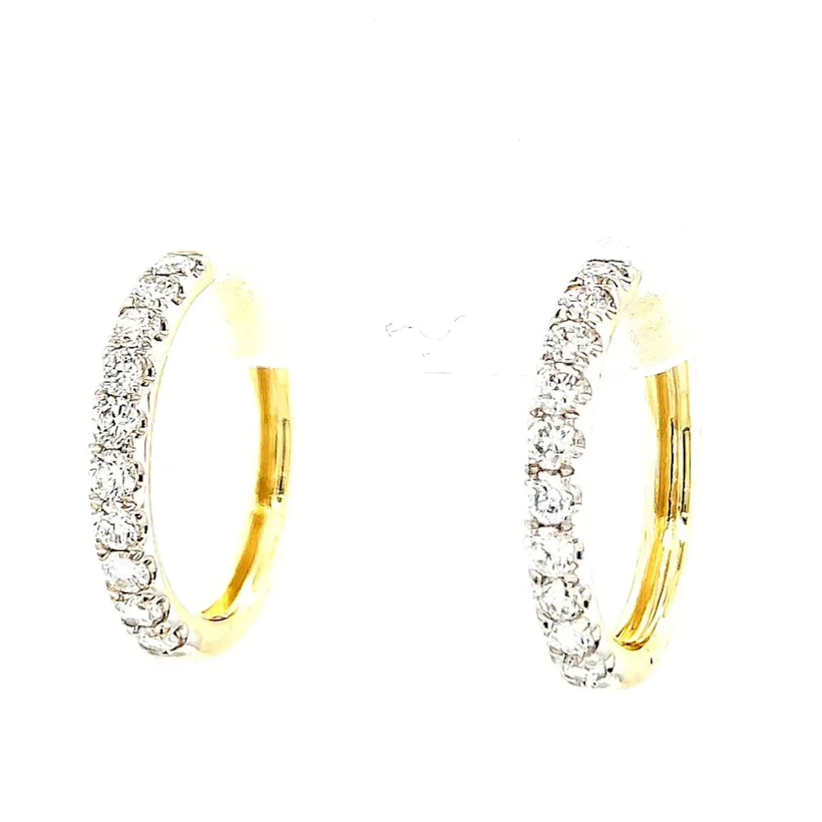 Celebration 9ct Two Tone Gold Round Brilliant Cut 1/2 CARAT tw of Lab Grown Diamonds Huggie Earrings